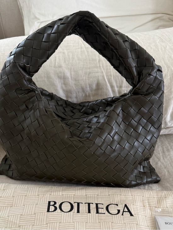 Handbags - Bottega BV style Intrecciato Woven Hobo Bag in Khaki (Dark brown green)